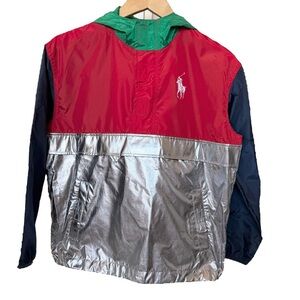 Polo Ralph Lauren Boys Multicolor Half-Velcro Windbreaker Jacket Size M Classic